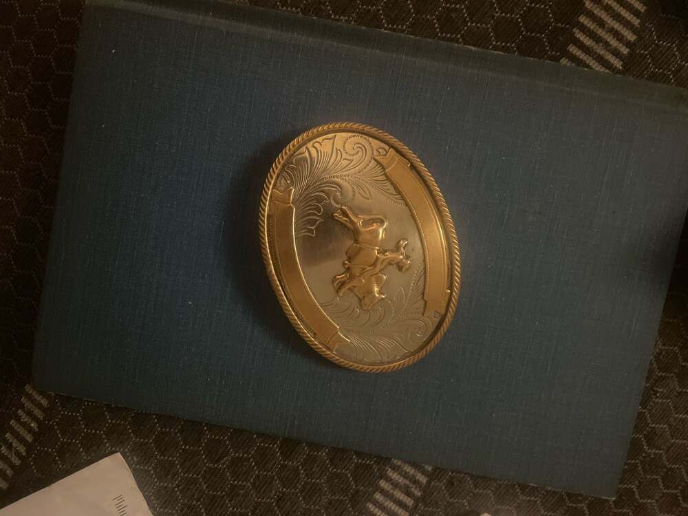 Vintage German Silver and Brass Bucking Bronco Western Belt Buckle